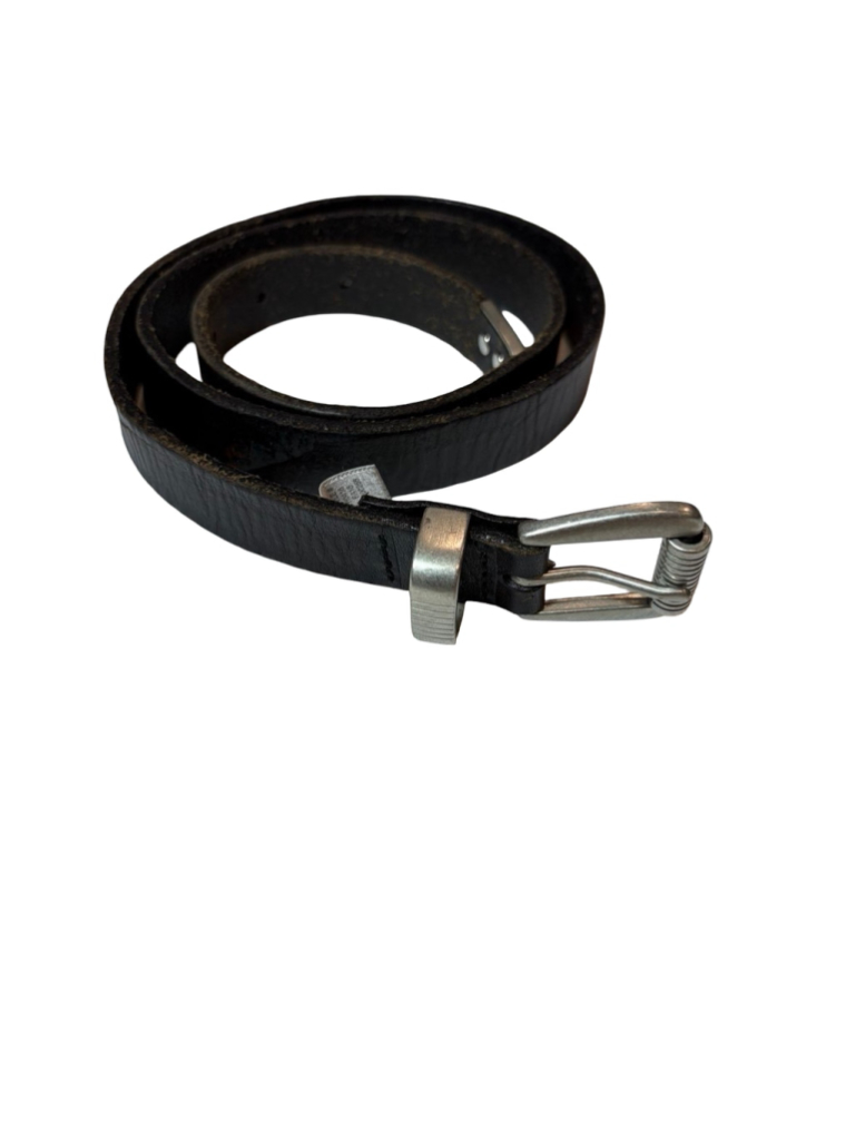 Madewell Black Leather Western Skinny Belt Silver Buckle Women’s Small